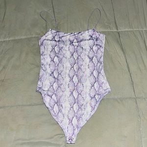 Forever 21 Purple and white snakeskin bodysuit